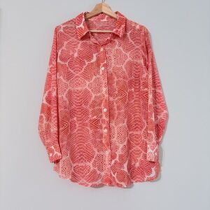 Brandis Dress Out Loud Sheer Button Top Coral Snake Pattern Women's Size S